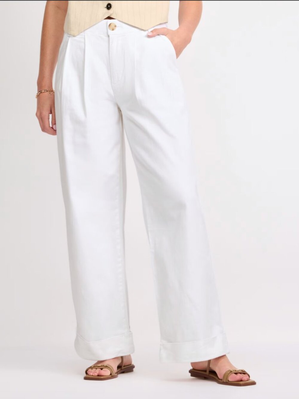 Wit & Wisdom Skyrise Wide Leg White Jeans Size 12